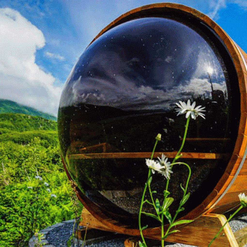 Panoramic View Cedar Barrel Saunas